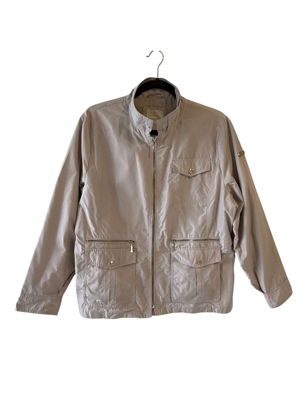 Forecast Size XL Beige Lightweight Full Zip Utility Jacket Pockets Safari